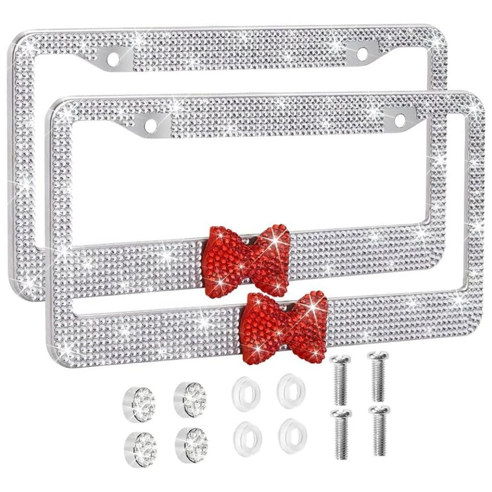 💕NEW Sparkling Bling Swarovski Crystal Silver Hello Kitty License Plate … - Picture 2 of 13